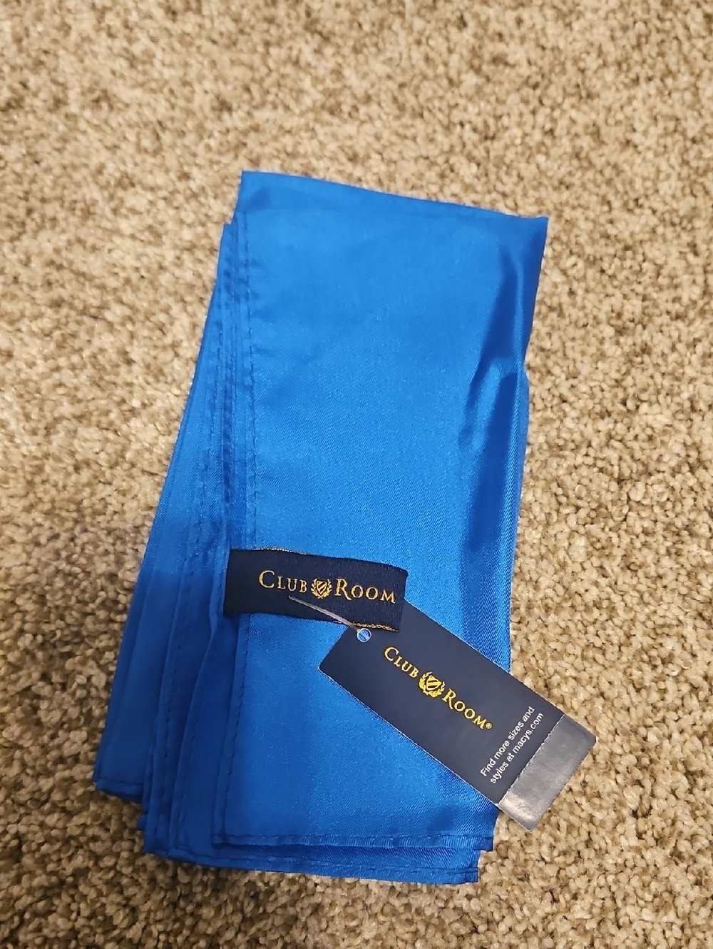 Club Room Royal Blue Silk Pocket Square NWT